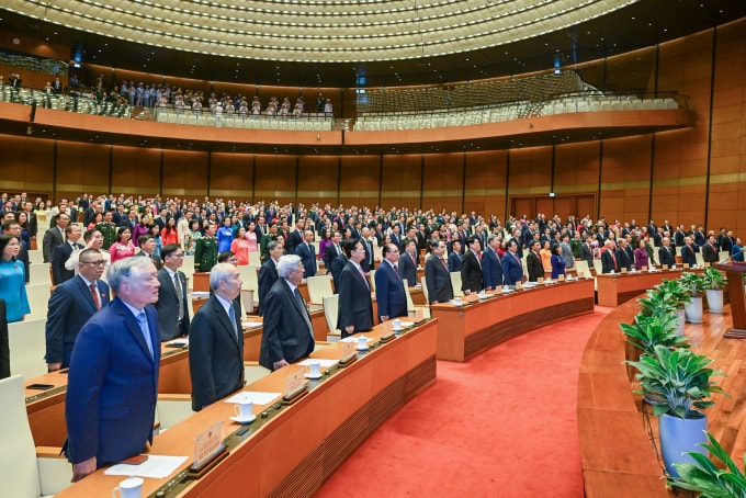 Lãnh đạo, nguyên lãnh đạo Đảng, Nhà nước tại kỳ họp thứ nhất, Quốc hội khóa 16. Ảnh: Hoàng Phong