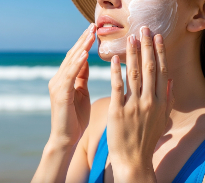 Việc bỏ qua kem chống nắng hằng ngày là nguyên nhân hàng đầu gây lão hóa sớm: Ảnh minh họa tạo bởi AI