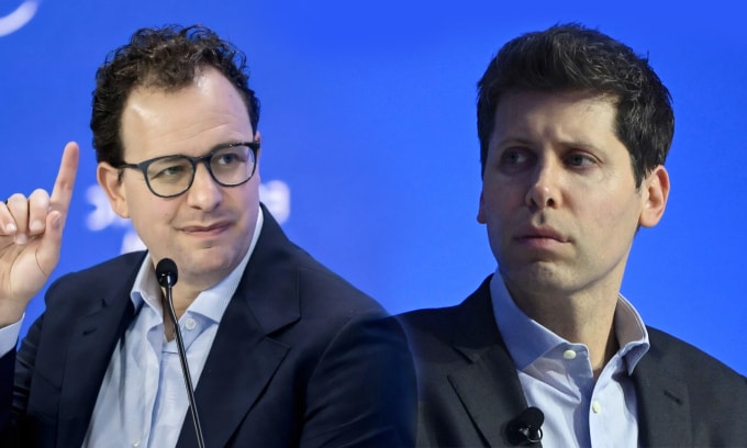 CEO Anthropic Dario Amodei (trái) và CEO OpenAI Sam Altman. Ảnh: TechXplore/CNN