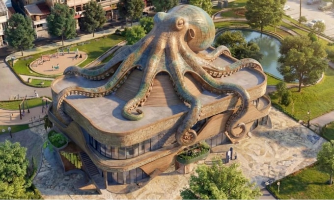 Phối cảnh nhà trưng bày với hình tượng bạch tuộc. Ảnh: UBND phường Vũng Tàu