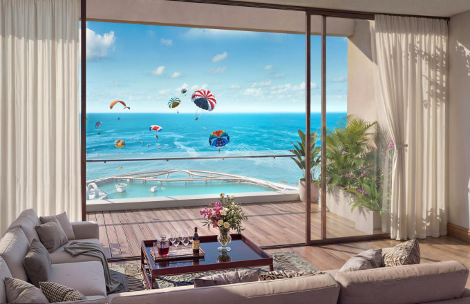 Căn hộ The Sunset với tầm nhìn ra cầu Hôn. Ảnh: Sun Group