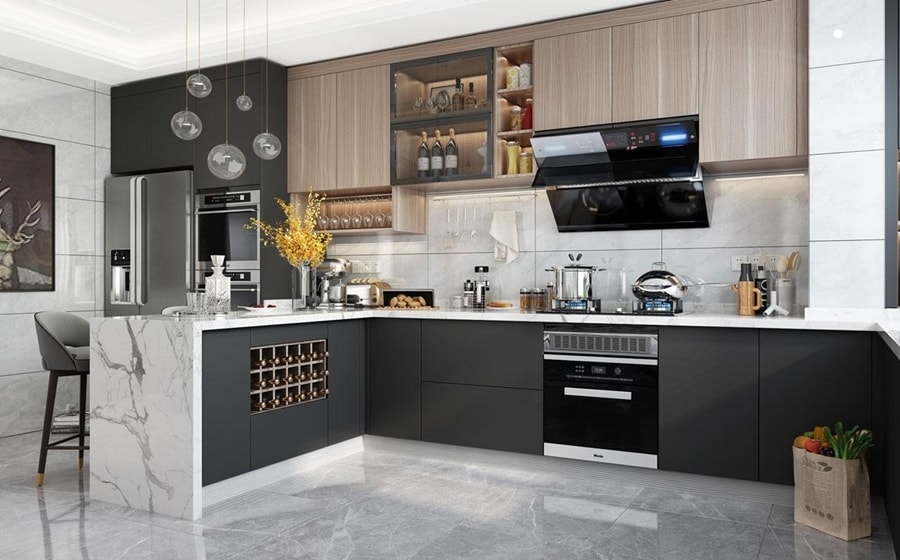 Tủ bếp dễ bị phồng rộp, cong vênh hoặc mối mọt nếu vật liệu kém chất lượng. (Ảnh: Printest)