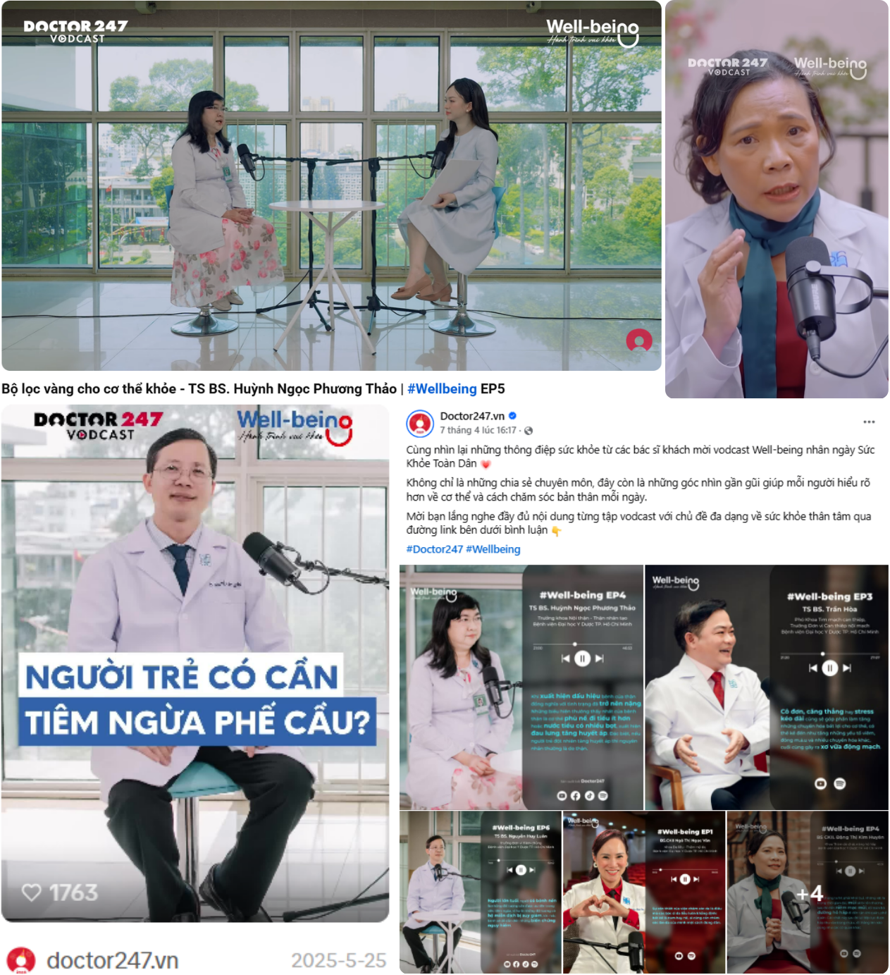 Chuỗi vodcast Well-being Hành trình vui khỏe được lan tỏa trên nhiều nền tảng truyền thông như YouTube, Facebook, Tikok, Instagram.