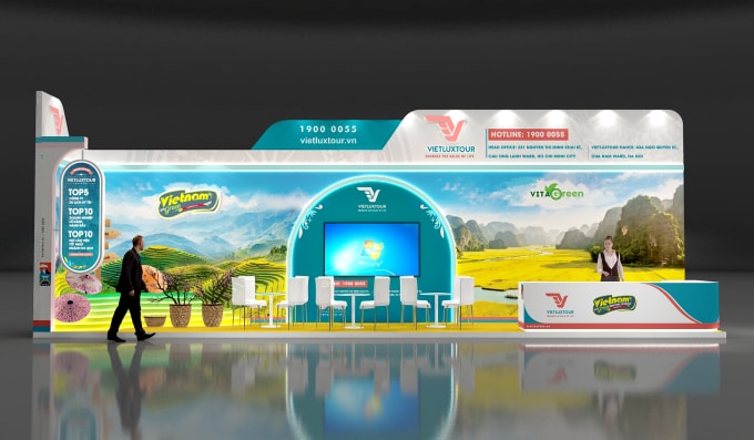 Phối cảnh gian hàng Vietluxtour tại sự kiện VITM 2026. Ảnh: Vietluxtour