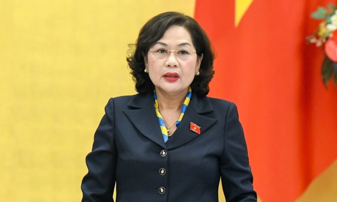 Phó chủ tịch Quốc hội Nguyễn Thị Hồng tại phiên họp của Ủy ban Thường vụ Quốc hội sáng 9/4. Ảnh: Đại biểu Nhân dân