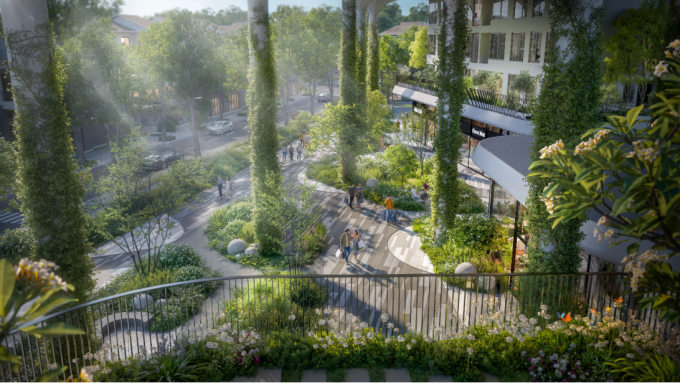 Thiết kế cảnh quan theo tinh thần Zen Nhật Bản tại Forest Onsen. Ảnh: Ecopark