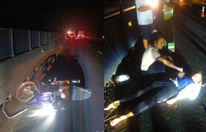 Một vụ xe máy vào cao tốc gây tai nạn. Ảnh: Đơn vị quản lý cao tốc