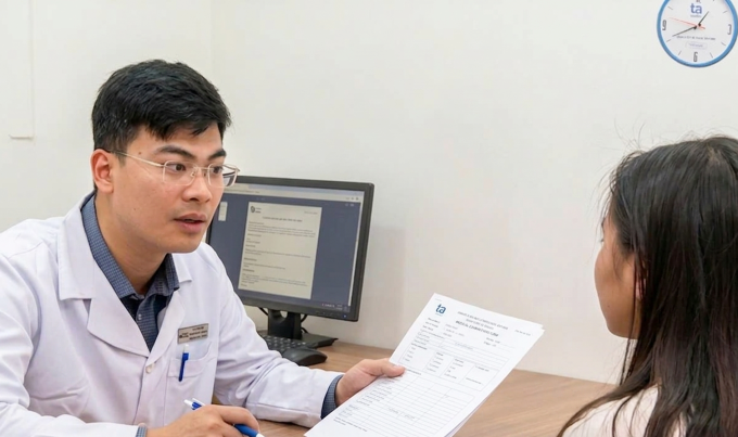 Chuyên viên dinh dưỡng tư vấn khẩu phần ăn phù hợp cho Minh Anh. Ảnh: Bệnh viện Đa khoa Tâm Anh