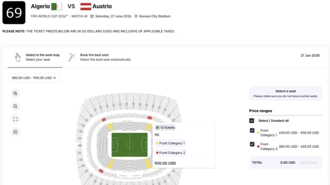 FIFA bất ngờ bổ sung các hạng vé front category với mức giá cao hơn đáng kể cho World Cup 2026. Ảnh: The New York Times