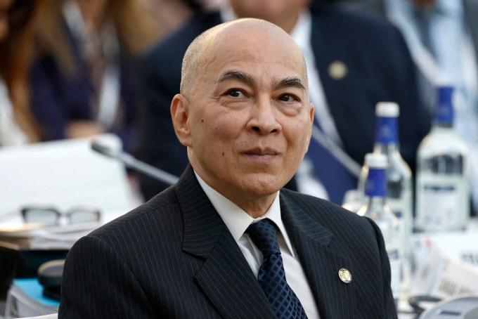 Quốc vương Campuchia Norodom Sihamoni tại Paris, Pháp, hồi tháng 10/2024. Ảnh: AFP