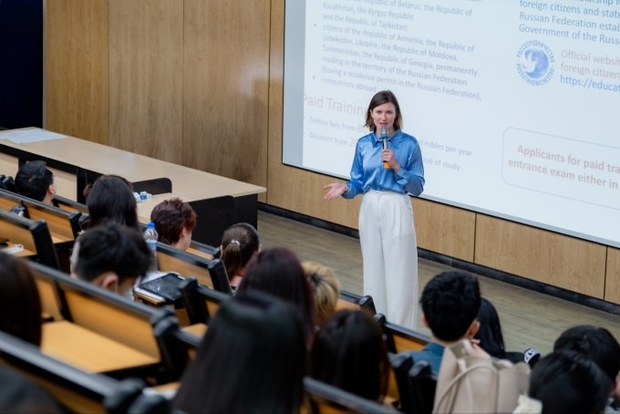 Một tiết học của sinh viên Quản trị kinh doanh tại trường. Ảnh: Đại học Thăng Long