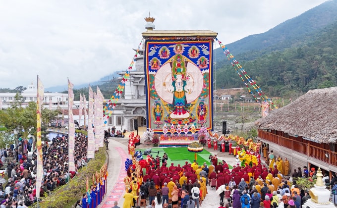 Lễ khai mở thongdrol trong pháp hội năm 2025. Ảnh: Giang Huy