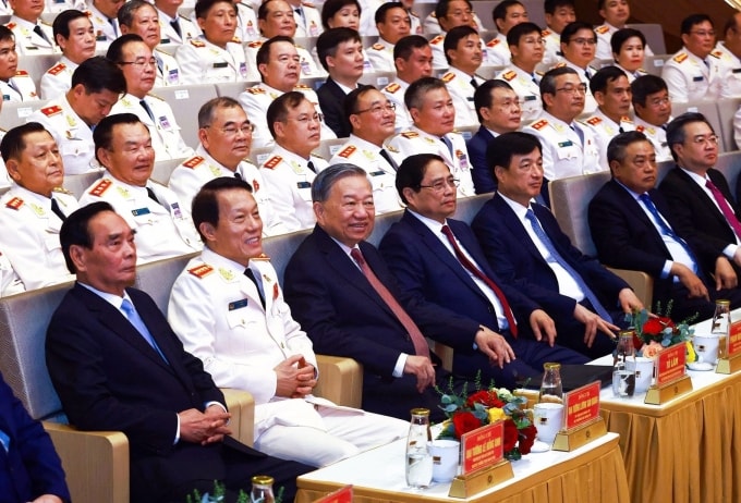 Tổng Bí thư, Chủ tịch nước Tô Lâm và các đại biểu dự lễ kỷ niệm. Ảnh: Bộ Công an