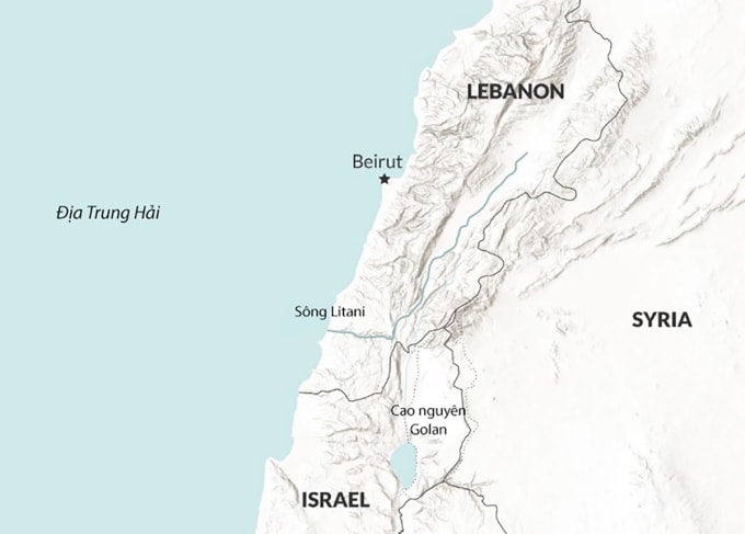 Vị trí sông Litani. Đồ họa: RANE