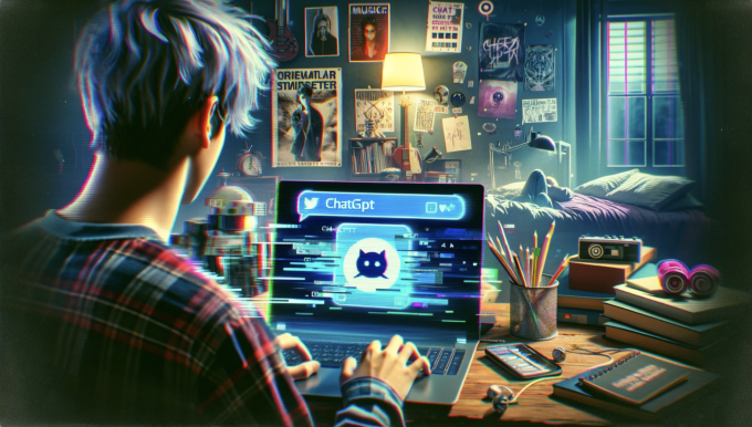 Minh họa một người trẻ đang sử dụng các công cụ AI. Ảnh: Dall-E