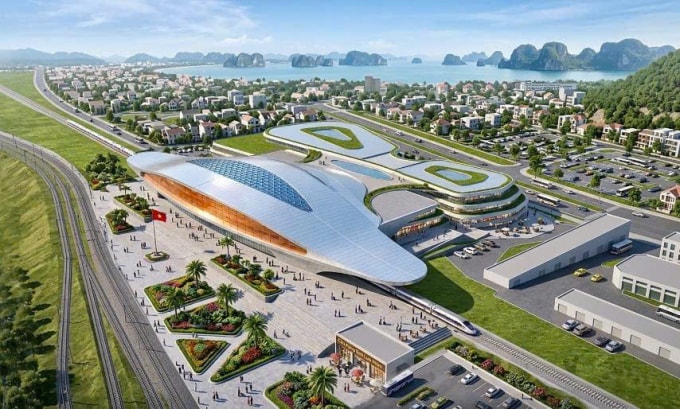 Phối cảnh ga Hạ Long Xanh của tuyến đường sắt cao tốc Hà Nội - Quảng Ninh. Ảnh: Xuân Hoa