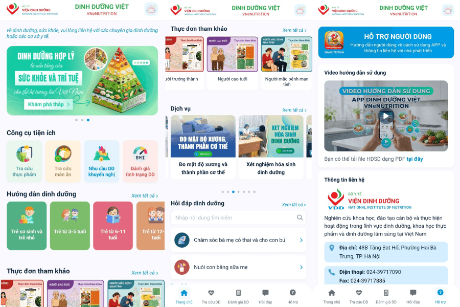 Ứng dụng Dinh dưỡng Việt - VNeNUTRITION dành riêng cho người Việt