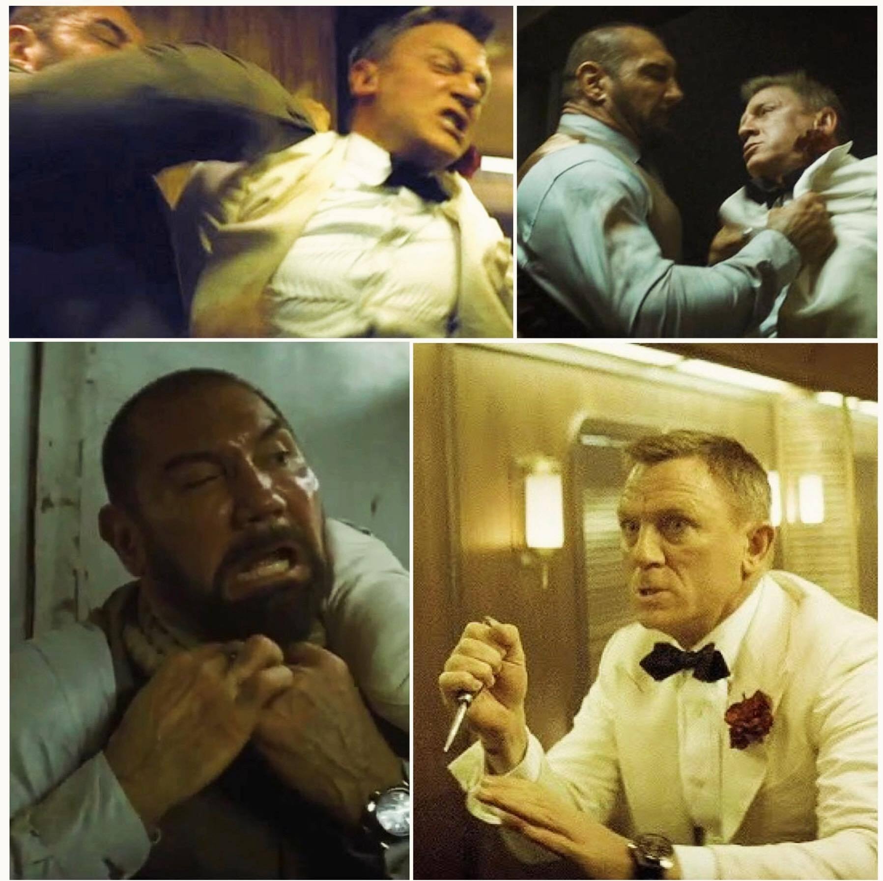 Cảnh chiến đấu giữa Daniel Craig và Dave Bautista trong phim