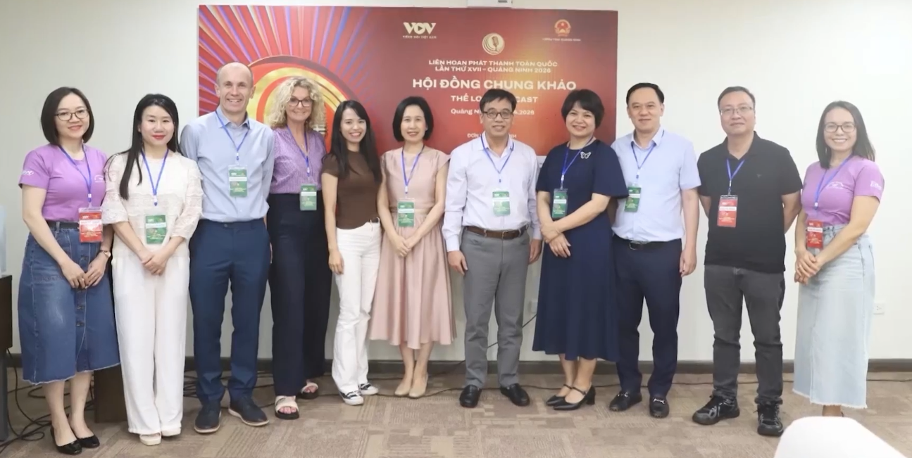 Hội đồng giám khảo Tiểu ban Podcast tại Liên hoan Phát thanh toàn quốc 2026.