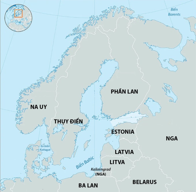 Vị trí eo biển Kattegat và biển Baltic. Đồ họa: Britannica