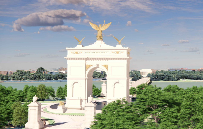 Thiết kế Khải hoàn Môn tại Washington nằm ở lối vào Nghĩa trang Quốc gia Arlington. Ảnh: CFA