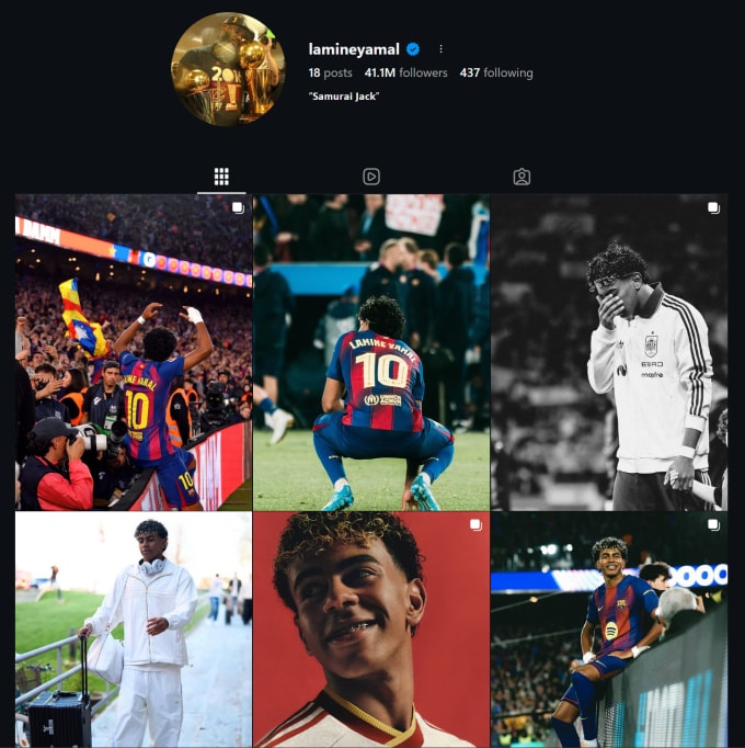Yamal đổi ảnh đại diện trên Instagram theo bức ảnh của LeBron. Ảnh: Instagram