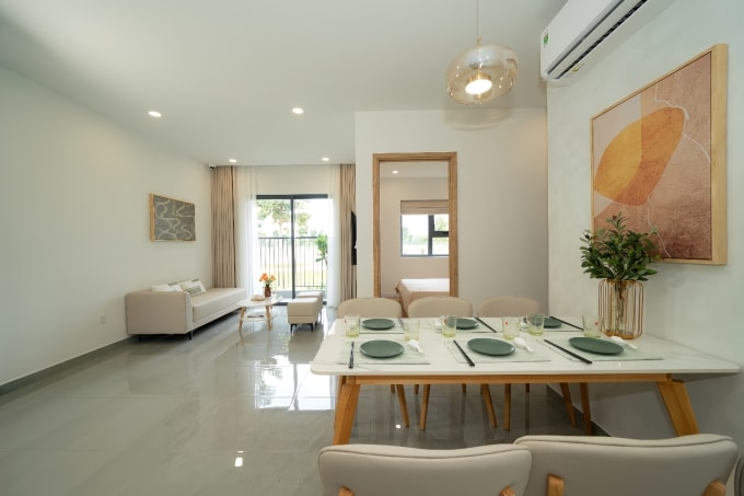 Thiết kế căn hộ hai phòng ngủ tại K-Home Avenue được bàn giao đầy đủ nội thất cho người mua. Ảnh: Kim Oanh Group
