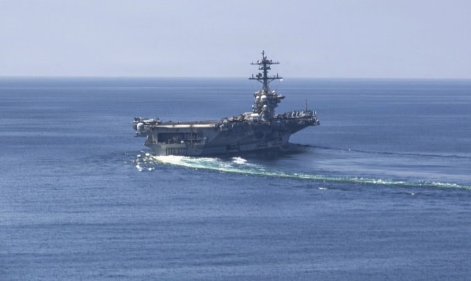 USS Abraham Lincoln tham gia chiến dịch tấn công Iran hôm 3/3. Ảnh: US Navy