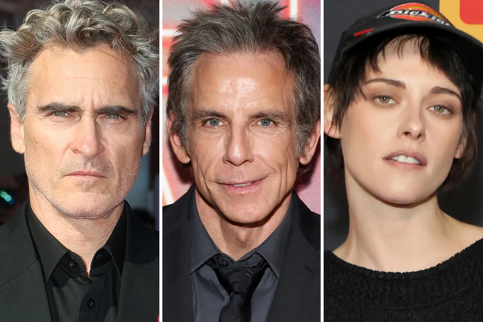 Từ trái qua: Joaquin Phoenix, Ben Stiller, Kristen Stewart là các nghệ sĩ trong hơn 1.000 người phản đối Paramount mua lại Warner Bros. Discovery. Ảnh: Rolling Stones