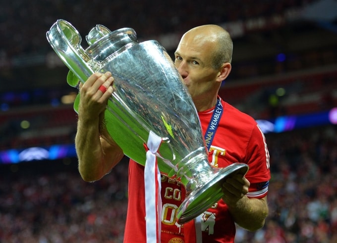Arjen Robben mừng chức vô địch Champions League năm 2013. Ảnh: UEFA