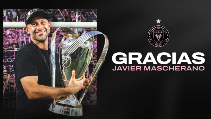 Inter Miami đăng ảnh thông báo HLV Javier Mascherano rời đội.