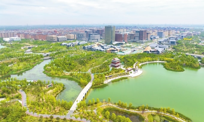 Công viên Kim Hồ (Jinhu) tại Tân khu Hùng An. Ảnh: VCG