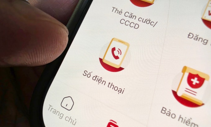 Mục Số điện thoại trong Ví giấy tờ trên VNeID của một người dùng, nhưng chưa có thông tin, vào sáng 15/4. Ảnh: Lưu Quý