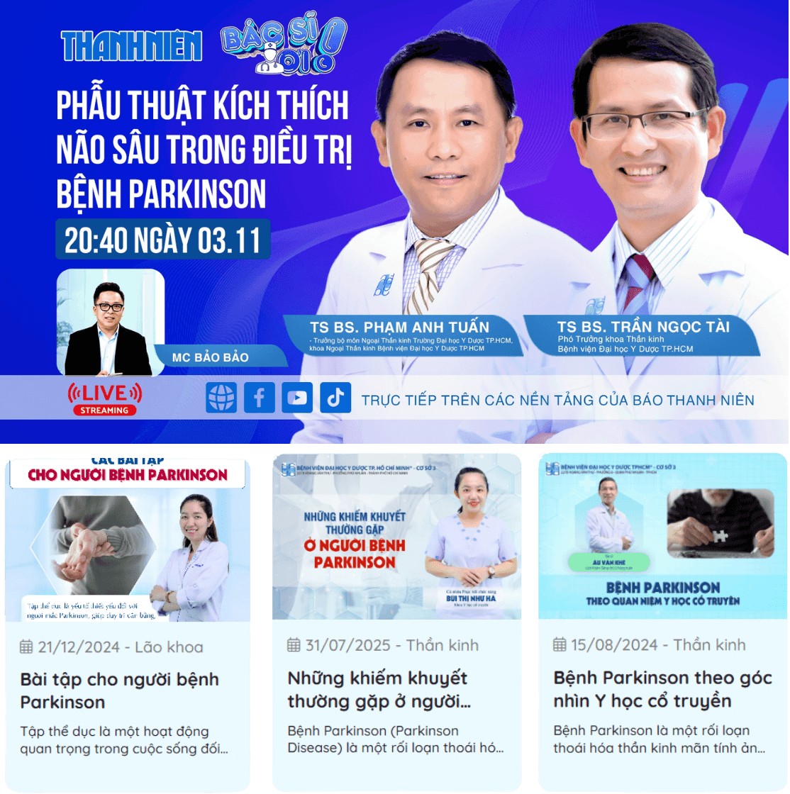 Truyền tải kiến thức y khoa chính xác đến gần hơn với người bệnh Parkinson