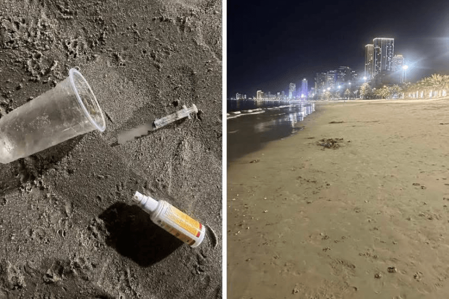 Kim tiêm trên bãi biển khiến nhiều người e ngại