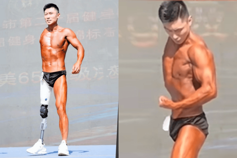 Người đàn ông mất tay và chân truyền cảm hứng tại giải thể hình Trung Quốc