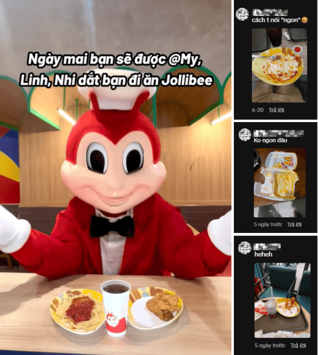 Phản ứng của khán giả trong video của Jolibee