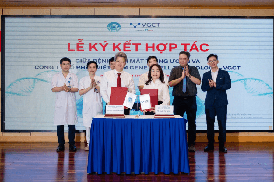 Lễ ký kết Công ty Việt Nam Gen & Cell Technology (VGCT), thuộc CT Group, đã hợp tác với Bệnh viện Mắt Trung ương