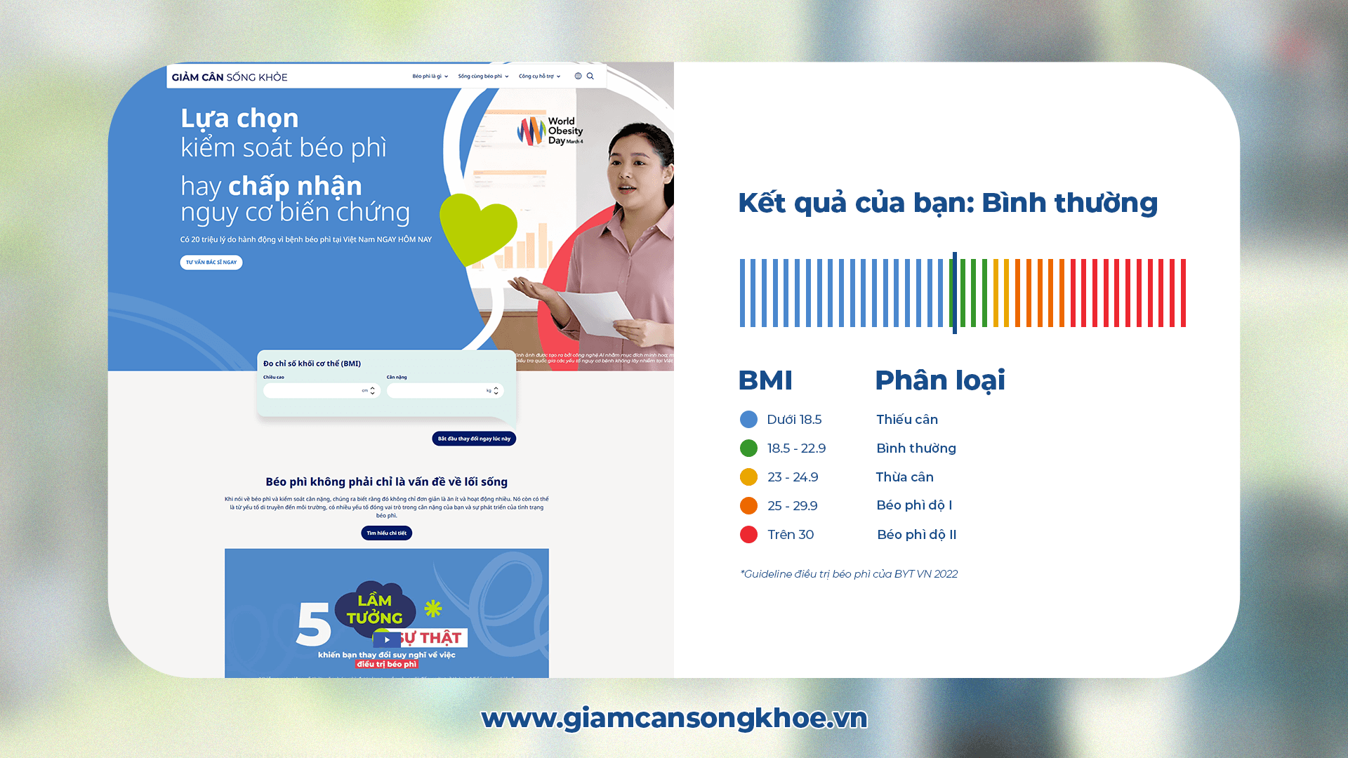 Chỉ số BMI chính là một trong những cách đơn giản giúp bạn định vị sức khỏe bản thân, từ đó chủ động tham vấn chuyên gia y tế để xây dựng lộ trình giảm cân phù hợp.