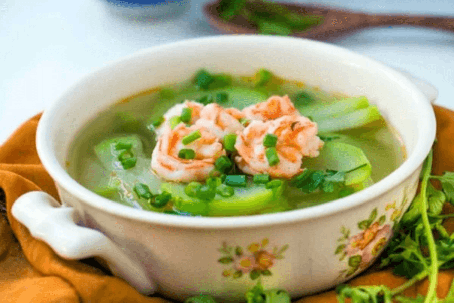 canh bí nấu tôm