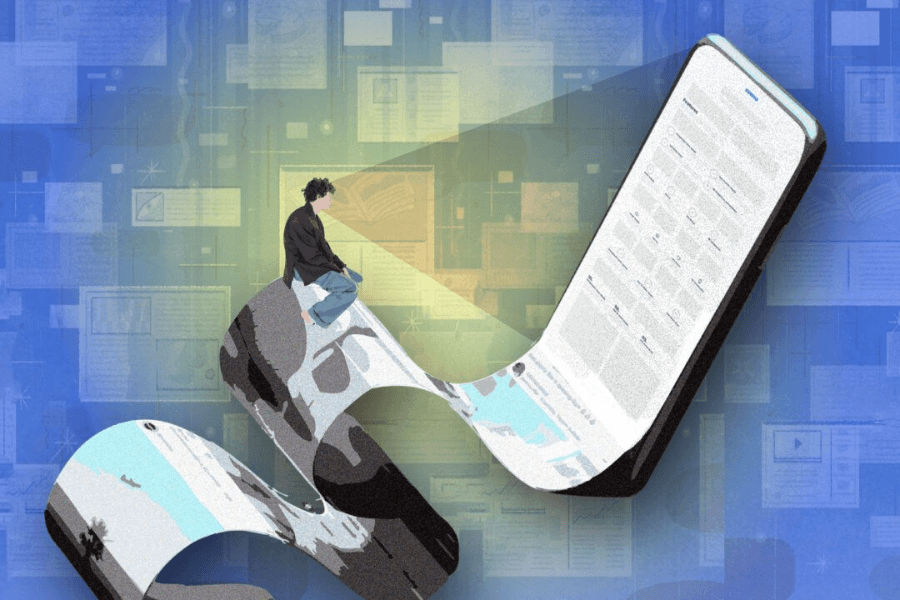 Doomscrolling dễ cuốn bạn vào dòng tin tiêu cực khó thoát ra và làm mất đi giấc ngủ ngon. (Ảnh: The Epoch Times)