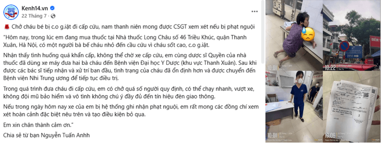 Cuối tháng 7, câu chuyện nam thanh niên và dược sĩ nhà thuốc Long Châu cùng hỗ trợ đưa một em nhỏ trong tình trạng sốt cao, co giật đến bệnh viện kịp thời đã được chia sẻ rộng rãi.