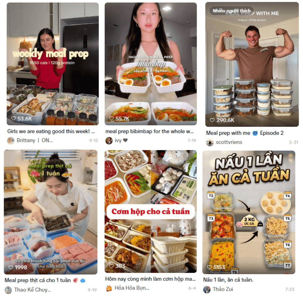 Meal prep ngày càng được nhiều người lựa chọn để ăn uống lành mạnh và tiết kiệm thời gian, đồng thời trở thành nội dung quen thuộc trên mạng xã hội.