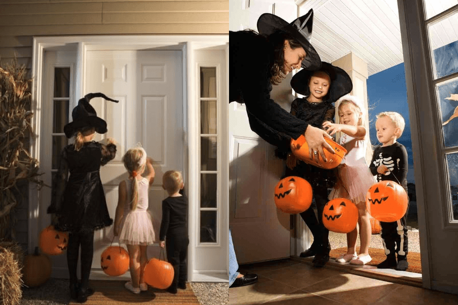 Tiếng gõ cửa cùng câu nói _trick or treat_ đã trở thành một trong những hình ảnh biểu tượng của Halloween