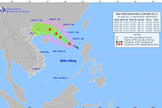 Áp thấp nhiệt đới đã mạnh lên thành bão số 7 trong năm 2025