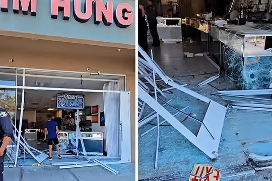 Băng cướp đâm vỡ cửa kính, lao vào cướp tiệm vàng tại Mỹ giữa ban ngày