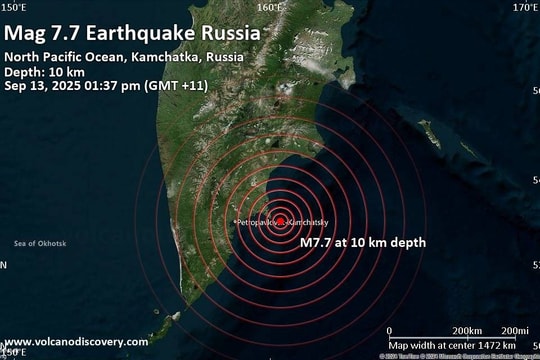 Động đất mạnh 7,1 độ richter gần bờ biển Nga, cảnh báo sóng thần