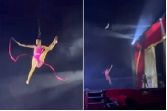 Diễn viên xiếc rơi tự do khi đang nhào lộn