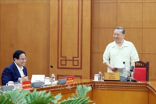 Tổng Bí thư Tô Lâm làm việc với Ban Thường vụ Đảng ủy Chính phủ