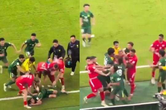 Cầu thủ Công an Hà Nội xô xát với đội bóng Trung Quốc, bị cổ động viên tấn công